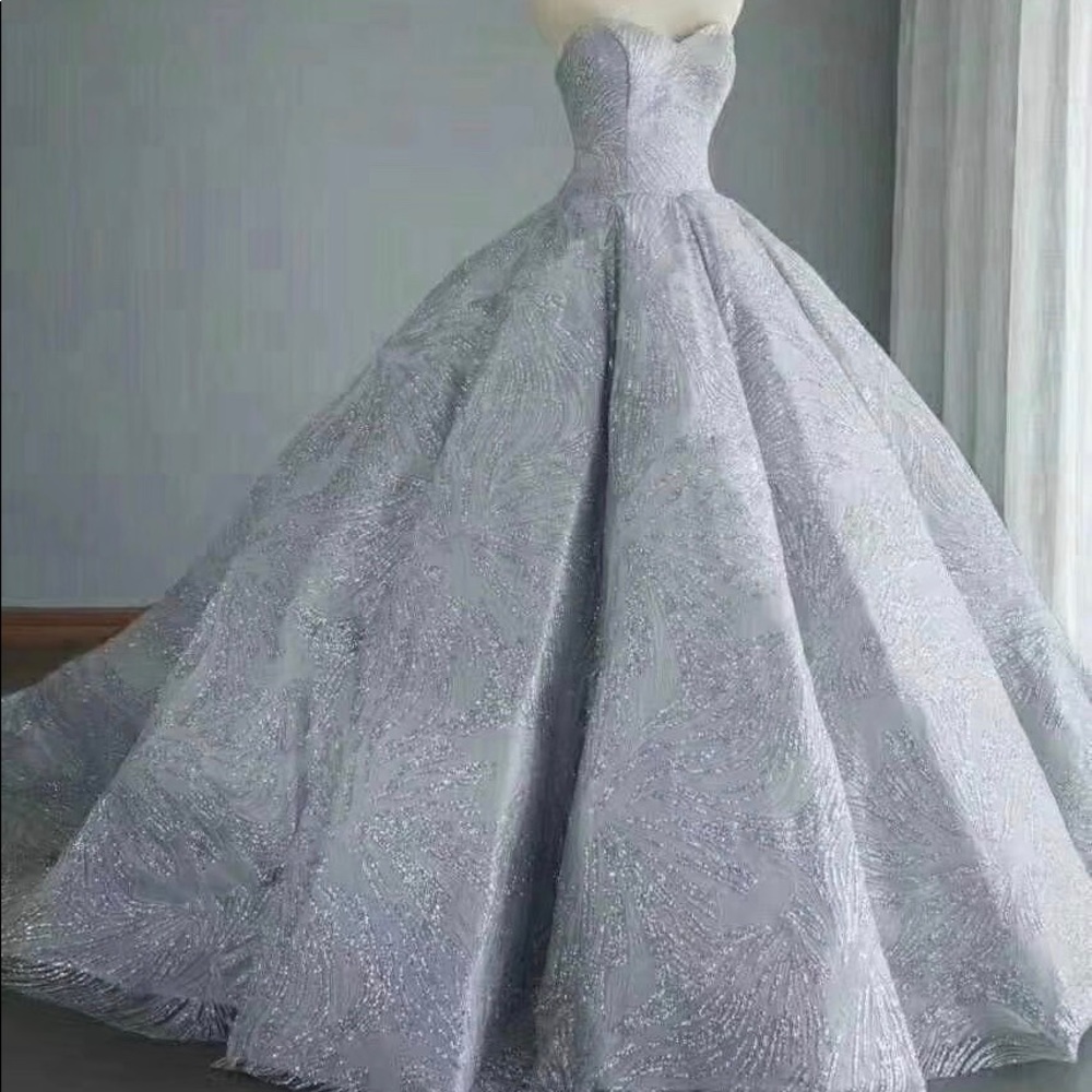 Silver gray ballgown dress for wedding/celebration